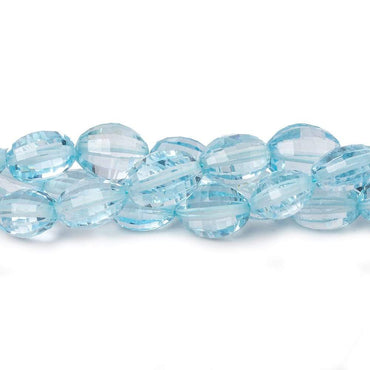 6x4-8.5x6.5mm Sky Blue Topaz checkerboard faceted oval beads 16 inch 52 pieces AAA (ONLINE ORDER ONLY)