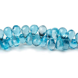 6x4-8x4mm Swiss Blue Topaz Faceted Tear Drop Briolettes 7.5 inch 92 beads AAA (ONLINE ORDER ONLY)