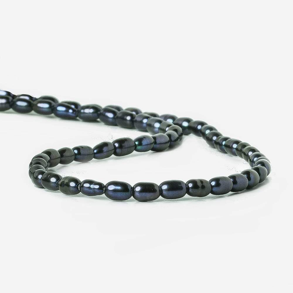 6x4-8x5mm Blue Green Peacock Large Hole Oval Freshwater Pearls 1.5mm drill hole 15 inch 62 pcs (ONLINE ORDER ONLY)