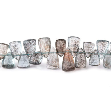 6x4-8x5mm Moss Aquamarine Top Drilled Faceted Points 7 inch 66 Beads (ONLINE ORDER ONLY)