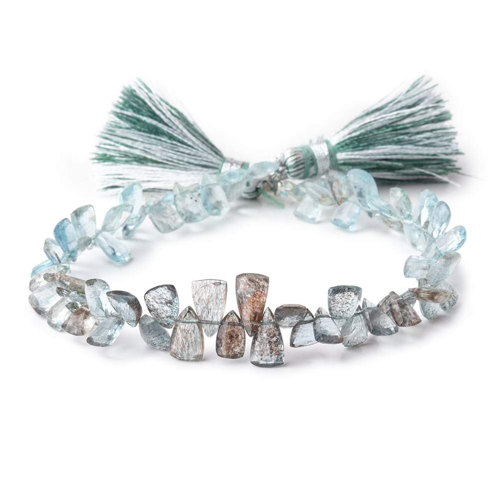 6x4-8x5mm Moss Aquamarine Top Drilled Faceted Points 7 inch 66 Beads (ONLINE ORDER ONLY)