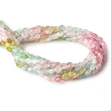 6x4-8x5mm Multi Color Afghani Tourmaline Plain Oval Beads 16.5 inch 63 pieces (ONLINE ORDER ONLY)