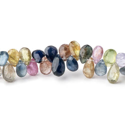 6x4-8x5mm Multi Color Sapphire Faceted Pear Beads 7 inch 74 pieces (ONLINE ORDER ONLY)