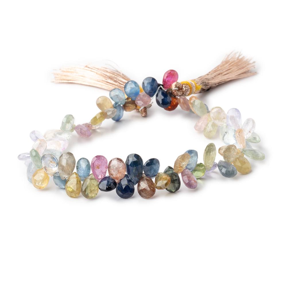 6x4-8x5mm Multi Color Sapphire Faceted Pear Beads 7 inch 74 pieces (ONLINE ORDER ONLY)