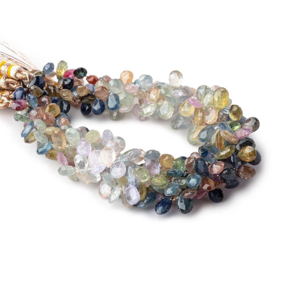 6x4-8x5mm Multi Color Sapphire Faceted Pear Beads 7 inch 74 pieces (ONLINE ORDER ONLY)