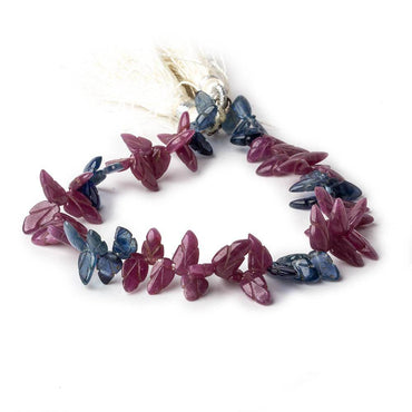 6x4-8x5mm Ruby and Blue Sapphire Carved Leaf Beads 8 inch 68 pieces (ONLINE ORDER ONLY)