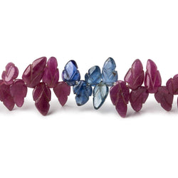 6x4-8x5mm Ruby and Blue Sapphire Carved Leaf Beads 8 inch 68 pieces (ONLINE ORDER ONLY)
