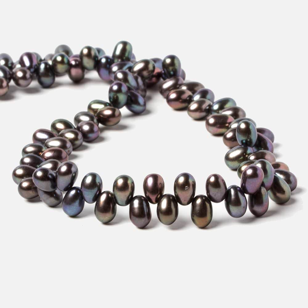 6x4.5-7x5mm Green Peacock Top Drill Oval Freshwater Pearls 15 inch 90 pieces (ONLINE ORDER ONLY)