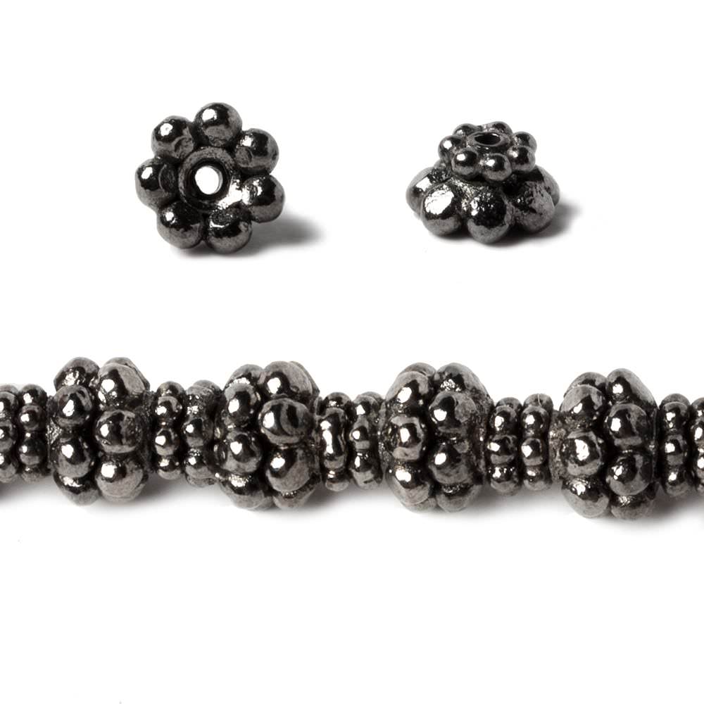 6x4mm Black Gold plated Copper Daisy Bead Cap 8 inch 52 beads (ONLINE ORDER ONLY)