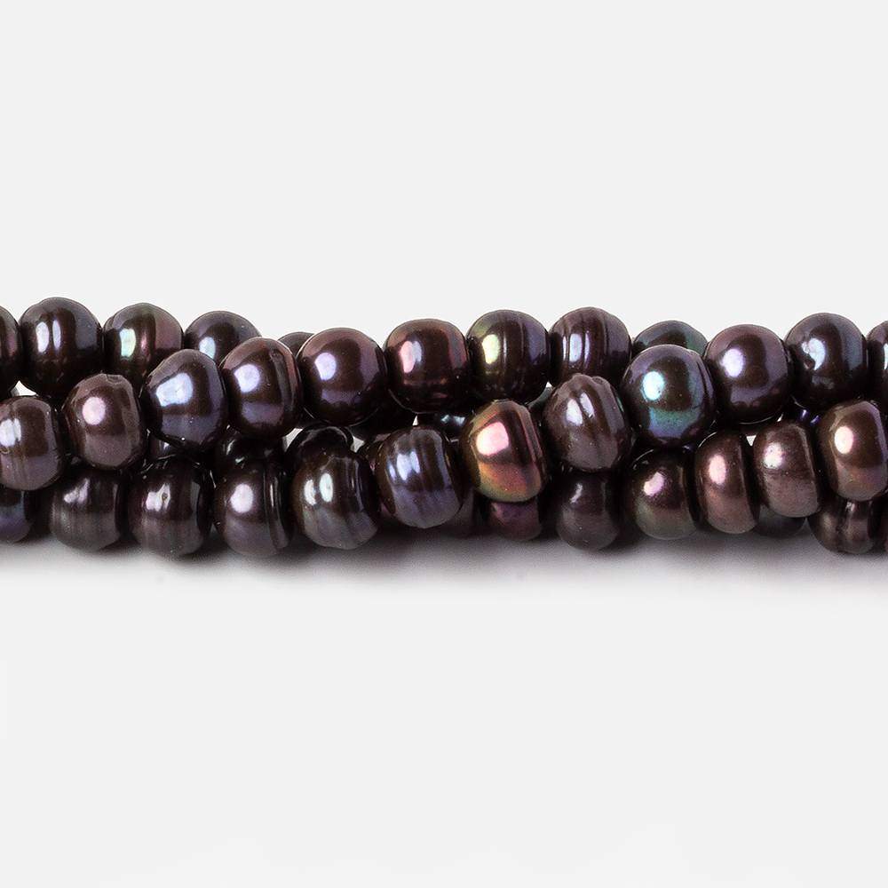 6x4mm Black Peacock Button Freshwater Pearls 15.5 inch 88 pieces (ONLINE ORDER ONLY)