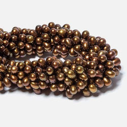 6x4mm Bronze Top Drilled Oval Freshwater Pearl Beads 16 inch 78 pieces (ONLINE ORDER ONLY)