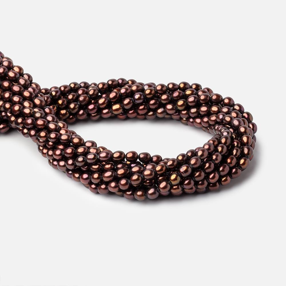 6x4mm Chocolate Straight Drilled Oval Freshwater Pearl 15 inch 66 pieces (ONLINE ORDER ONLY)