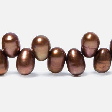 6x4mm Copper Top Drilled Oval Freshwater Pearls 16 inch 78 pieces (ONLINE ORDER ONLY)