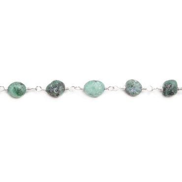6x4mm Matte Emerald plain nugget Silver plated Chain by the foot 29 pieces (ONLINE ORDER ONLY)