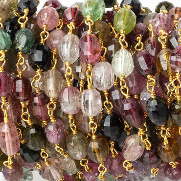 6x4mm Multi Color Tourmaline faceted oval Vermeil Chain by the foot (ONLINE ORDER ONLY)