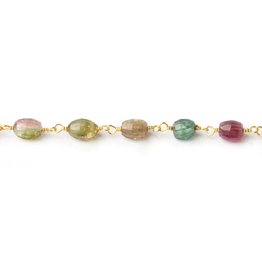 6x4mm Multi Color Tourmaline faceted oval Vermeil Chain by the foot (ONLINE ORDER ONLY)