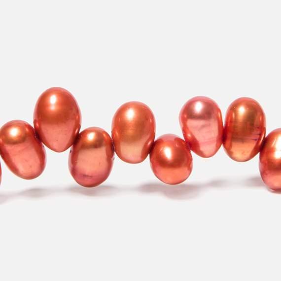 6x4mm Orange Top Drilled Oval Freshwater Pearls 16 inch 78 pcs (ONLINE ORDER ONLY)