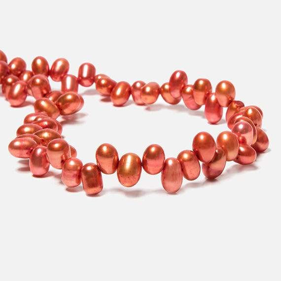 6x4mm Orange Top Drilled Oval Freshwater Pearls 16 inch 78 pcs (ONLINE ORDER ONLY)