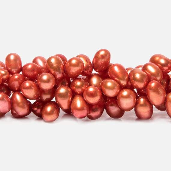 6x4mm Orange Top Drilled Oval Freshwater Pearls 16 inch 78 pcs (ONLINE ORDER ONLY)