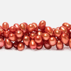 6x4mm Orange Top Drilled Oval Freshwater Pearls 16 inch 78 pcs (ONLINE ORDER ONLY)