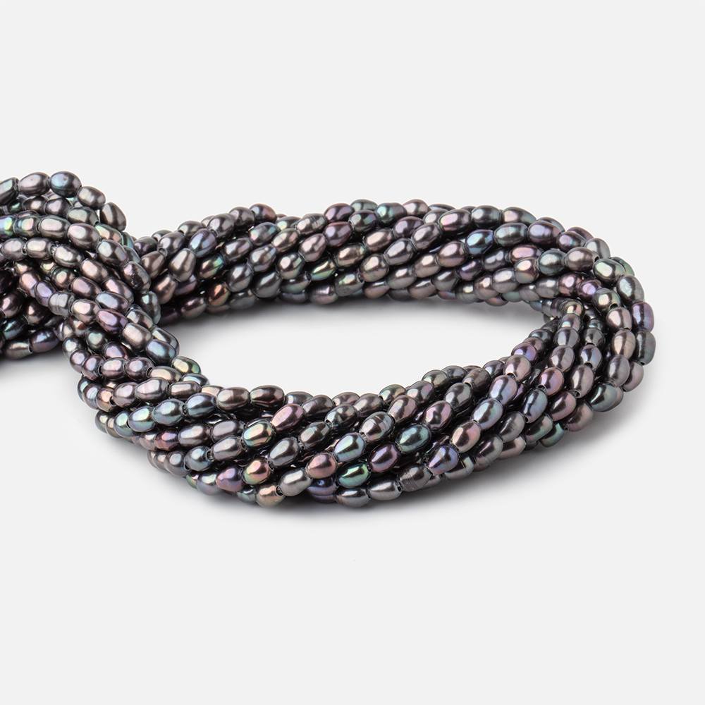 6x4mm Peacock Large Hole Oval Freshwater Pearls 1.5mm drill hole 15 inch 64 pcs (ONLINE ORDER ONLY)