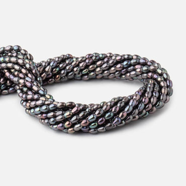 6x4mm Peacock Large Hole Oval Freshwater Pearls 1.5mm drill hole 15 inch 64 pcs (ONLINE ORDER ONLY)