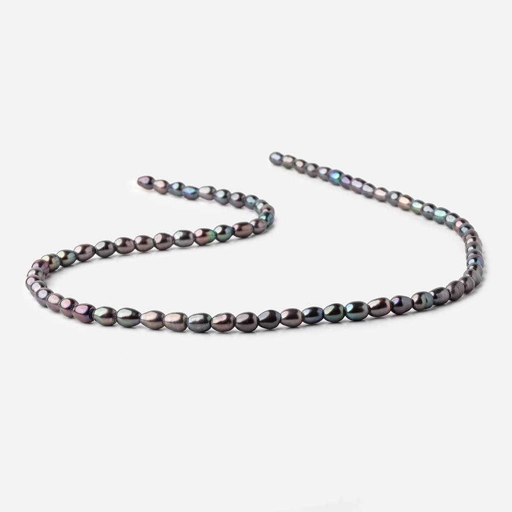 6x4mm Peacock Large Hole Oval Freshwater Pearls 1.5mm drill hole 15 inch 64 pcs (ONLINE ORDER ONLY)