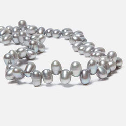 6x4mm Silver Top Drill Oval Freshwater Pearl 16 inch 78 pieces (ONLINE ORDER ONLY)