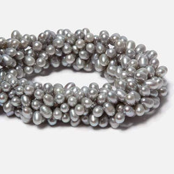 6x4mm Silver Top Drill Oval Freshwater Pearl 16 inch 78 pieces (ONLINE ORDER ONLY)