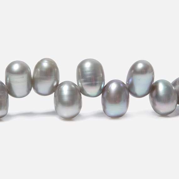 6x4mm Silver Top Drill Oval Freshwater Pearl 16 inch 78 pieces (ONLINE ORDER ONLY)