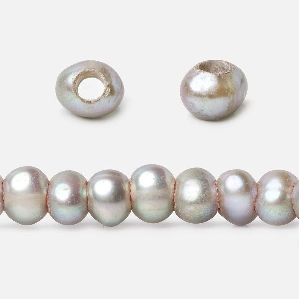 6x4mm Warm Silver 2.5mm Large Hole Off Round Pearl 15 inch 88 pieces (ONLINE ORDER ONLY)