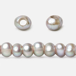 6x4mm Warm Silver 2.5mm Large Hole Off Round Pearl 15 inch 88 pieces (ONLINE ORDER ONLY)