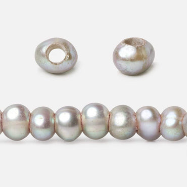 6x4mm Warm Silver 2.5mm Large Hole Off Round Pearl 15 inch 88 pieces (ONLINE ORDER ONLY)