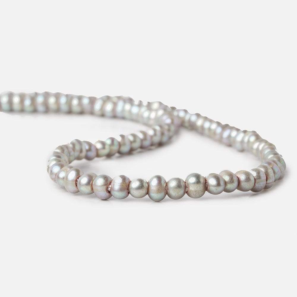 6x4mm Warm Silver 2.5mm Large Hole Off Round Pearl 15 inch 88 pieces (ONLINE ORDER ONLY)