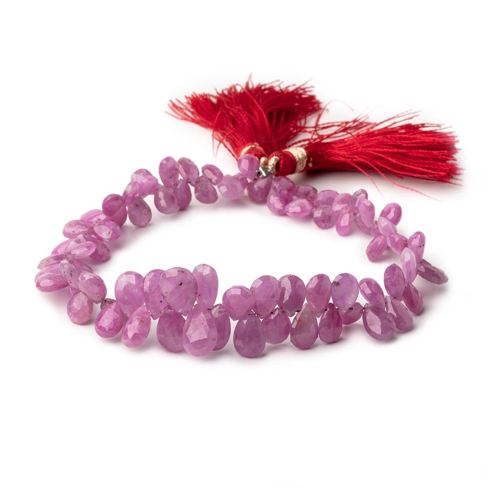 6x5-10x7mm Burma Ruby Faceted Pear Beads 8 inch 76 pieces AA (ONLINE ORDER ONLY)