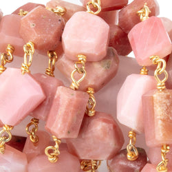 6x5-10x8mm Pink Peruvian Opal Faceted Nugget Beads on Vermeil Chain (ONLINE ORDER ONLY)