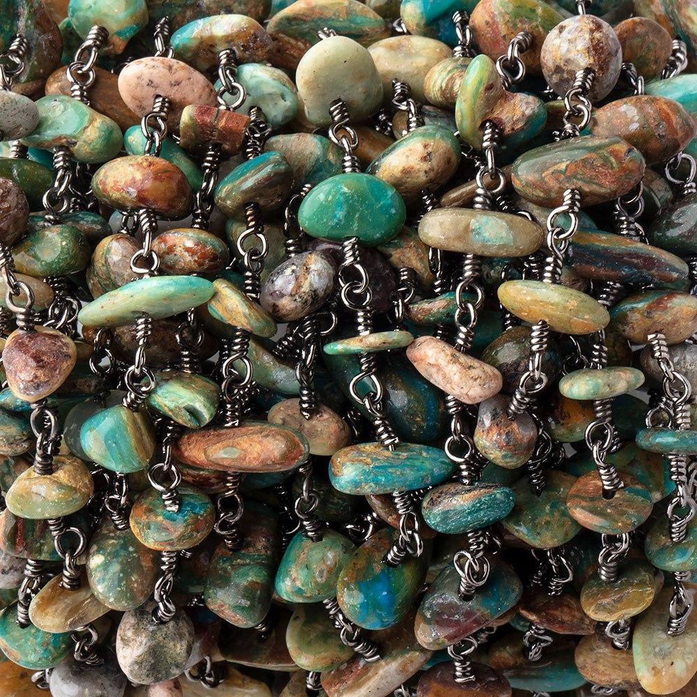 6x5-11x6mm Blue Peruvian Opalina on Black Gold over .925 Chain by the Foot 30 Beads (ONLINE ORDER ONLY)