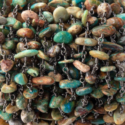 6x5-11x6mm Blue Peruvian Opalina on Black Gold over .925 Chain by the Foot 30 Beads (ONLINE ORDER ONLY)