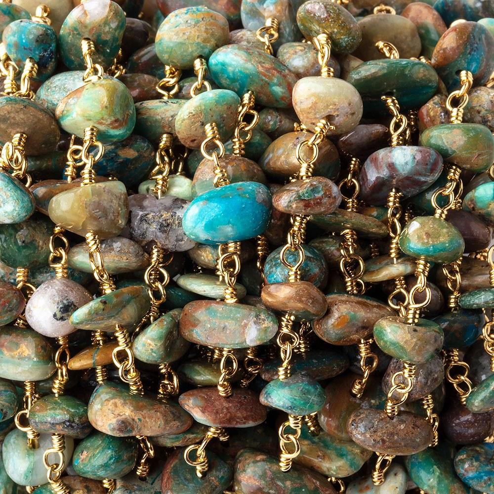 6x5-11x6mm Blue Peruvian Opalina on Vermeil Chain by the foot 30 Beads (ONLINE ORDER ONLY)