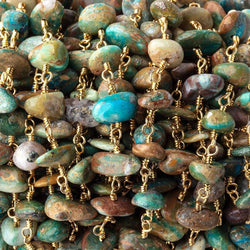 6x5-11x6mm Blue Peruvian Opalina on Vermeil Chain by the foot 30 Beads (ONLINE ORDER ONLY)