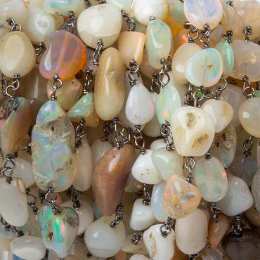 6x5-12x8mm Ethiopian Opal plain nugget Black Gold .925 Silver Chain (ONLINE ORDER ONLY)