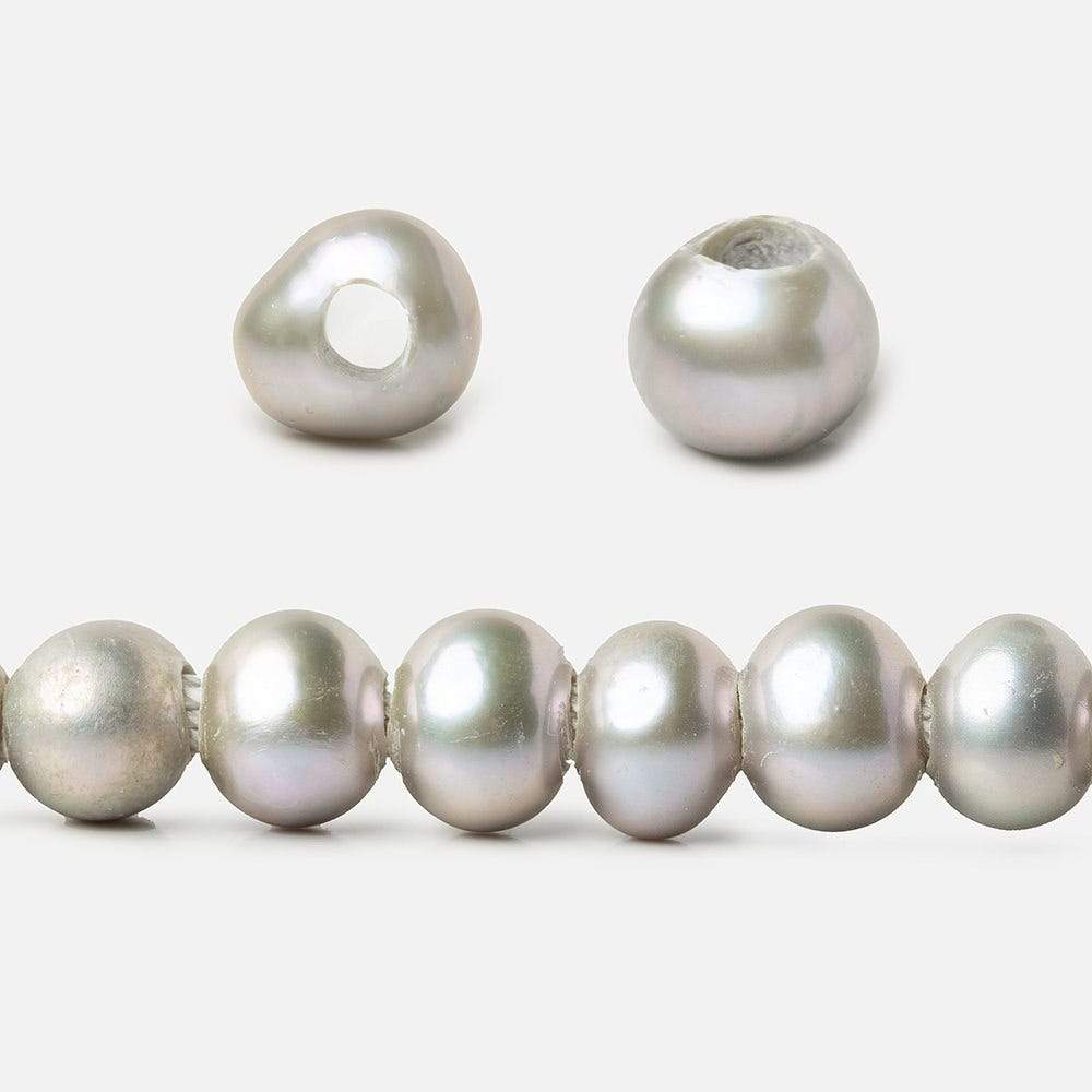 6x5-6.5x6mm Rose' Silver Off Round 2.5mm Large Hole Freshwater Pearl 75 pieces (ONLINE ORDER ONLY)
