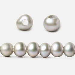 6x5-6.5x6mm Rose' Silver Off Round 2.5mm Large Hole Freshwater Pearl 75 pieces (ONLINE ORDER ONLY)