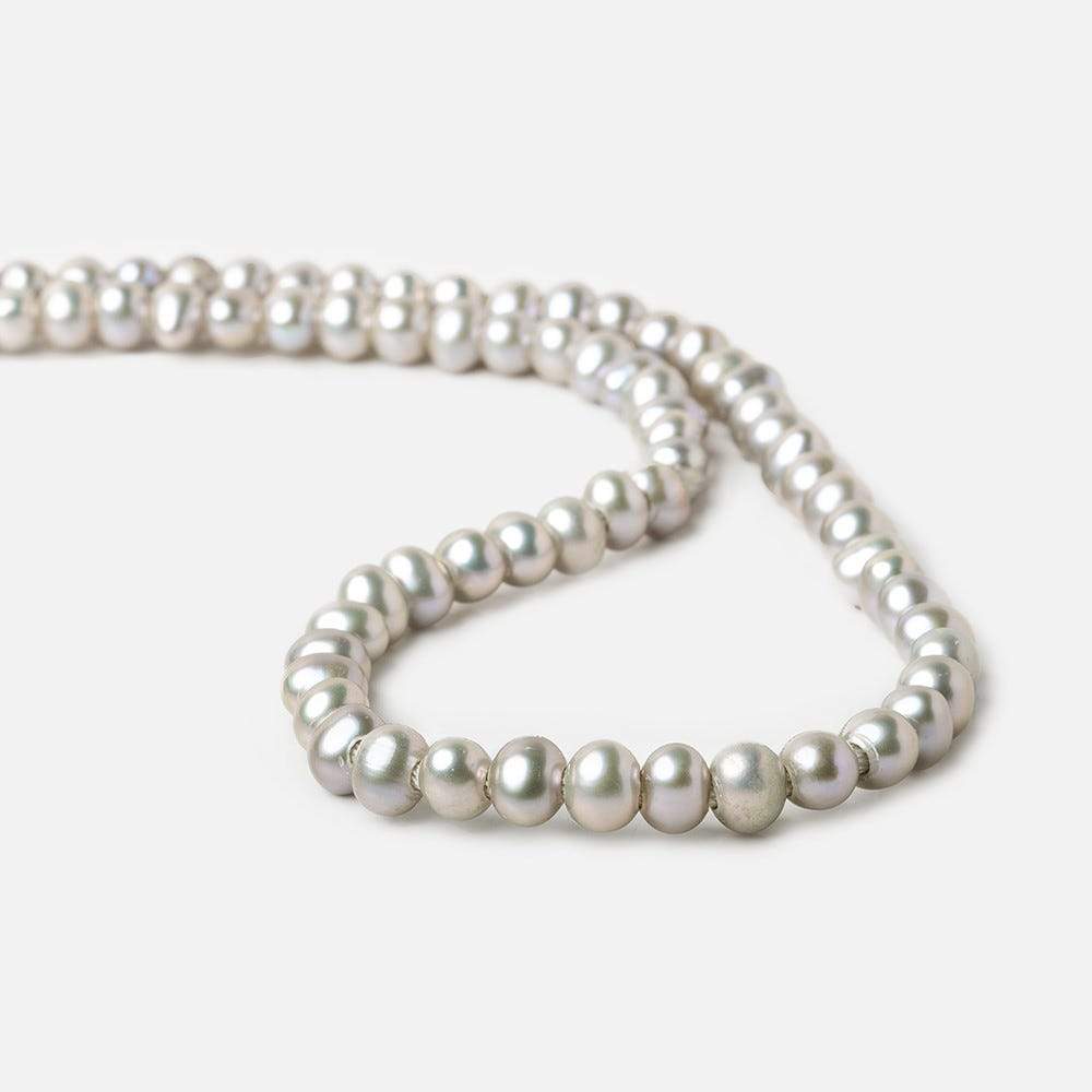 6x5-6.5x6mm Rose' Silver Off Round 2.5mm Large Hole Freshwater Pearl 75 pieces (ONLINE ORDER ONLY)