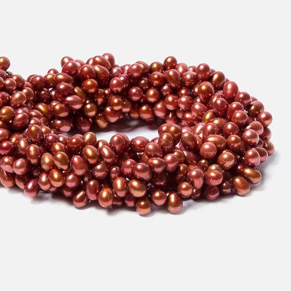5x7mm Brick Red Top Drilled Oval Freshwater Pearls 16 inch 84 pieces (ONLINE ORDER ONLY)