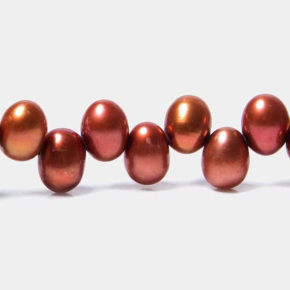 5x7mm Brick Red Top Drilled Oval Freshwater Pearls 16 inch 84 pieces (ONLINE ORDER ONLY)
