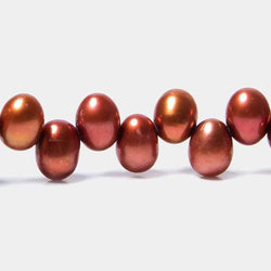 5x7mm Brick Red Top Drilled Oval Freshwater Pearls 16 inch 84 pieces (ONLINE ORDER ONLY)