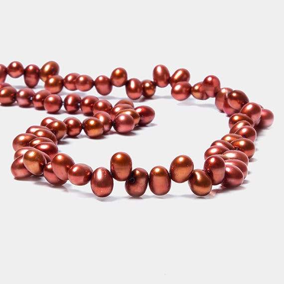 5x7mm Brick Red Top Drilled Oval Freshwater Pearls 16 inch 84 pieces (ONLINE ORDER ONLY)