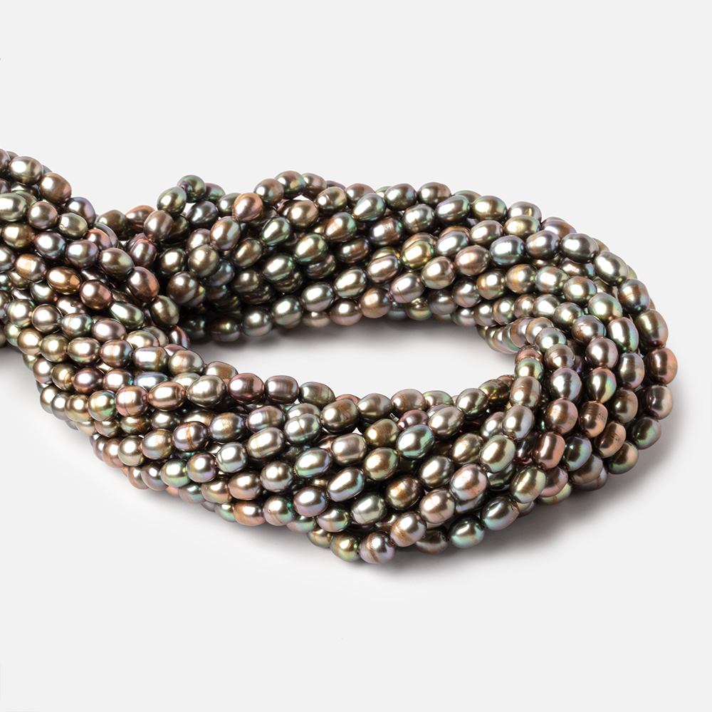 6x5-7x5mm Forest Green Oval Freshwater Pearls 15.5 inch 60 pieces (ONLINE ORDER ONLY)