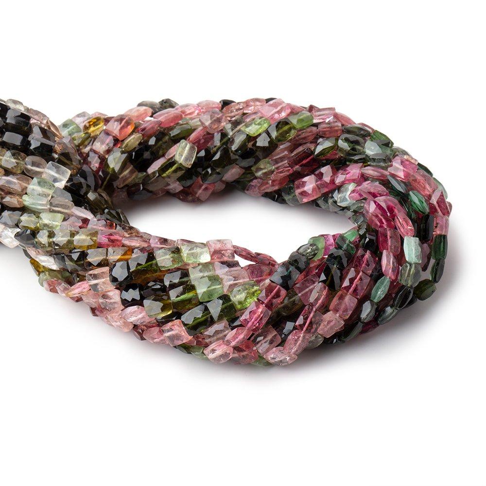 6x5-7x5mm Multi Color Tourmaline Faceted Rectangle Beads 14.5 inch 54 pieces AA (ONLINE ORDER ONLY)